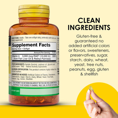 Mason Natural Vitamin A dietary supplement nutritional facts