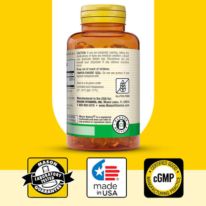 Authentic Mason Natural fish liver oil bottle side view