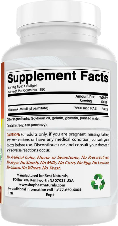 Best Naturals Vitamin A made in USA quality seal
