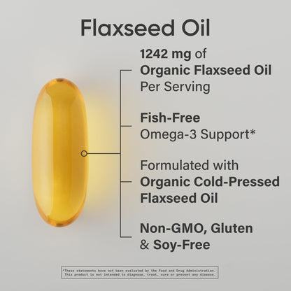 Sports Research cold pressed flaxseed oil 200 softgels packaging highlighting 720mg alpha linolenic acid