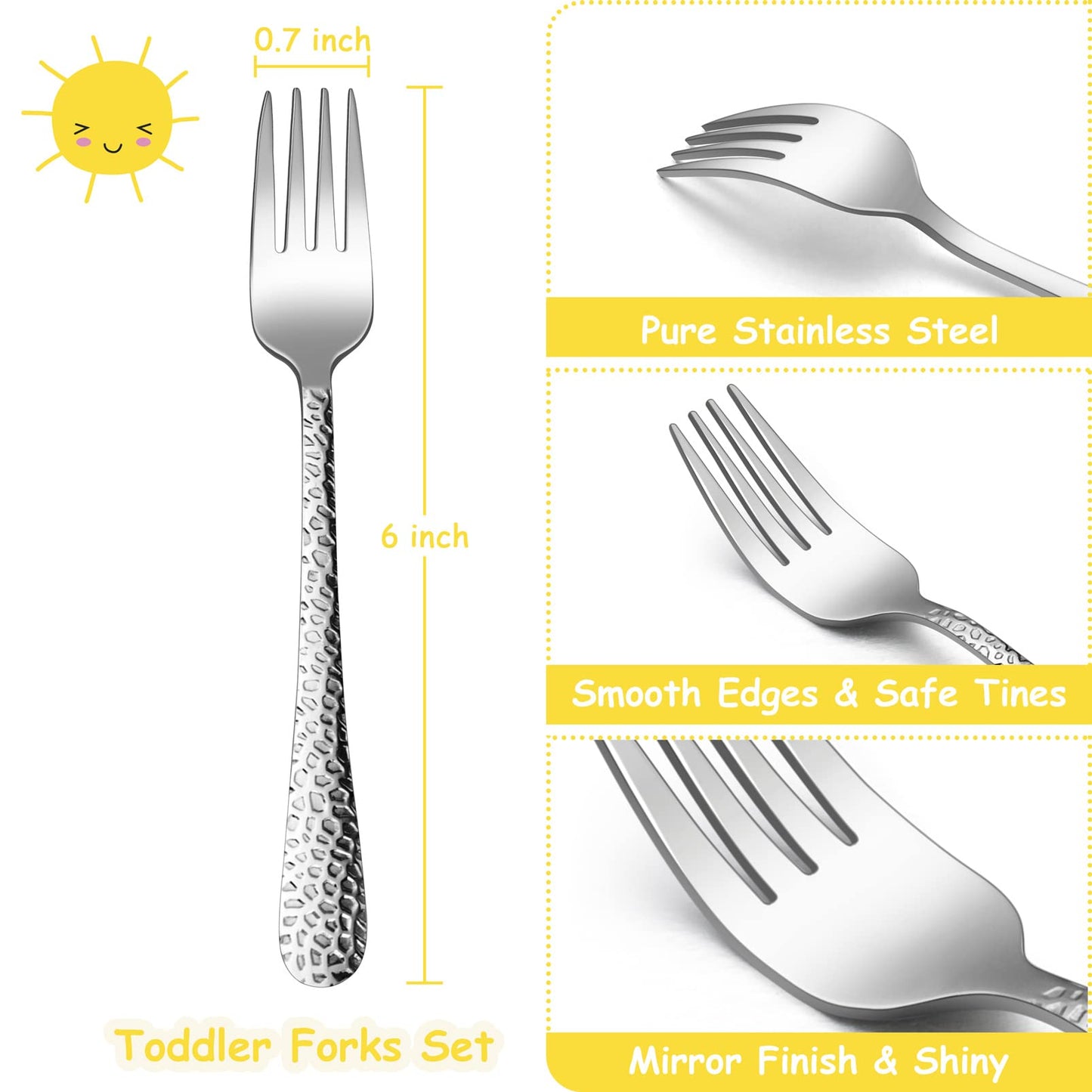 Close up of hammered handle detail on TeamFar toddler fork