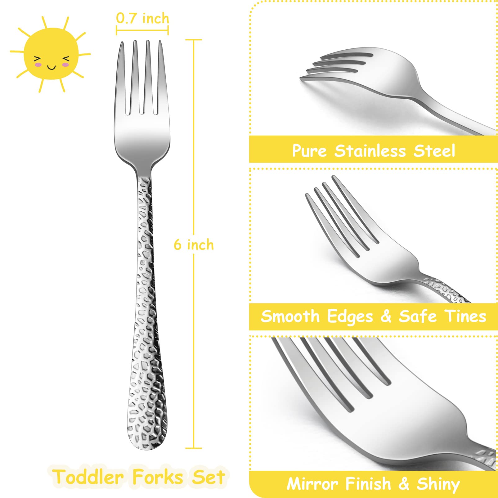 Close up of hammered handle detail on TeamFar toddler fork