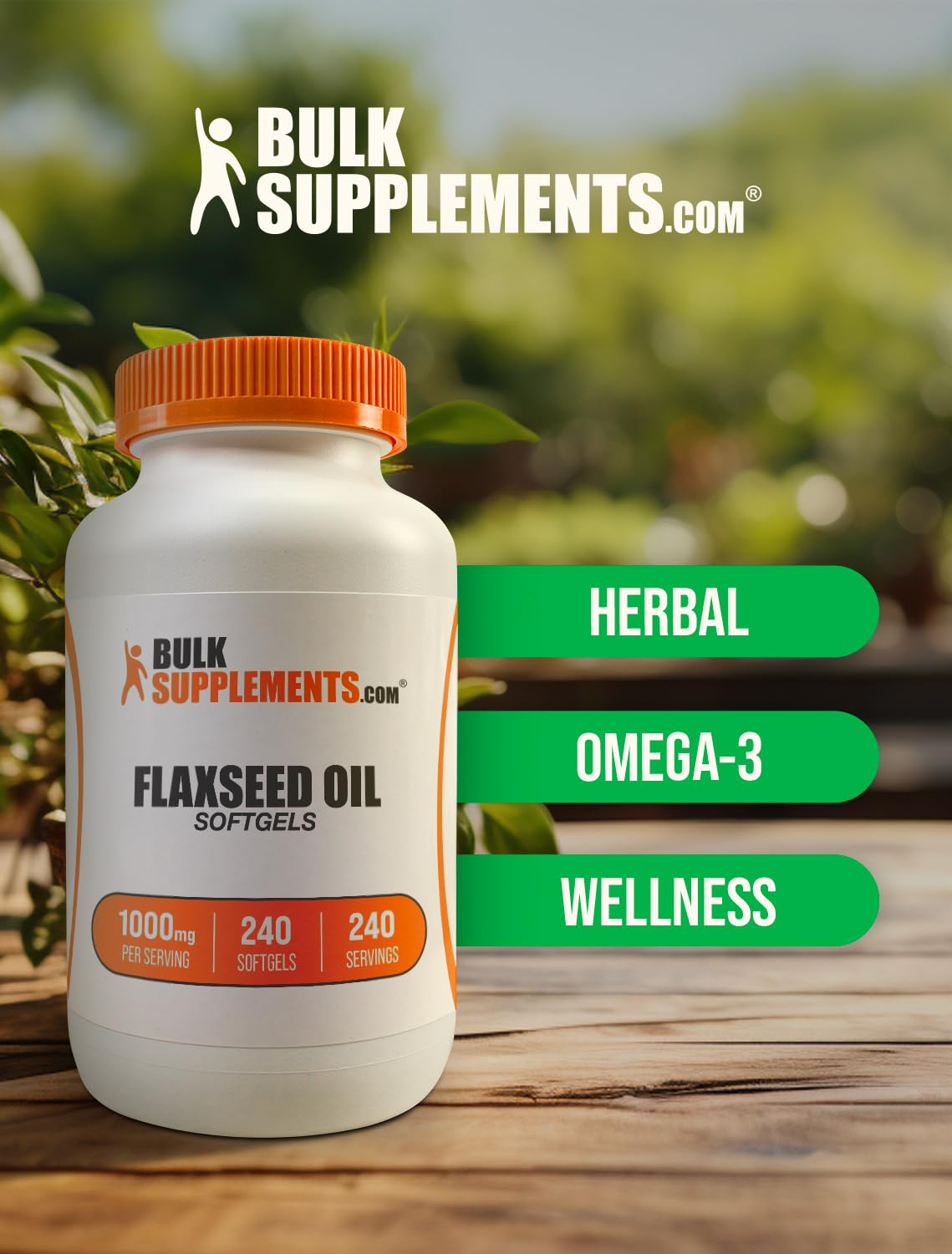 Premium unflavored flaxseed oil herbal pills 240 count bottle for cardiovascular support.