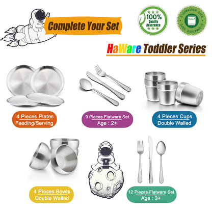 Full 9-piece set of HaWare kids stainless steel flatware