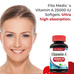 Close-up of Fito Medic's high absorption vitamin A capsules