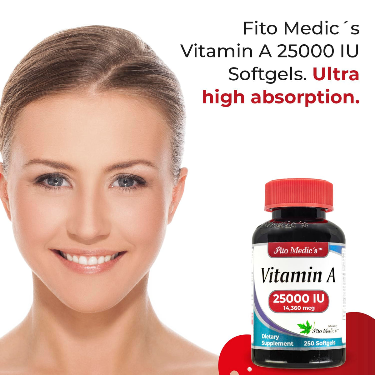 Close-up of Fito Medic's high absorption vitamin A capsules