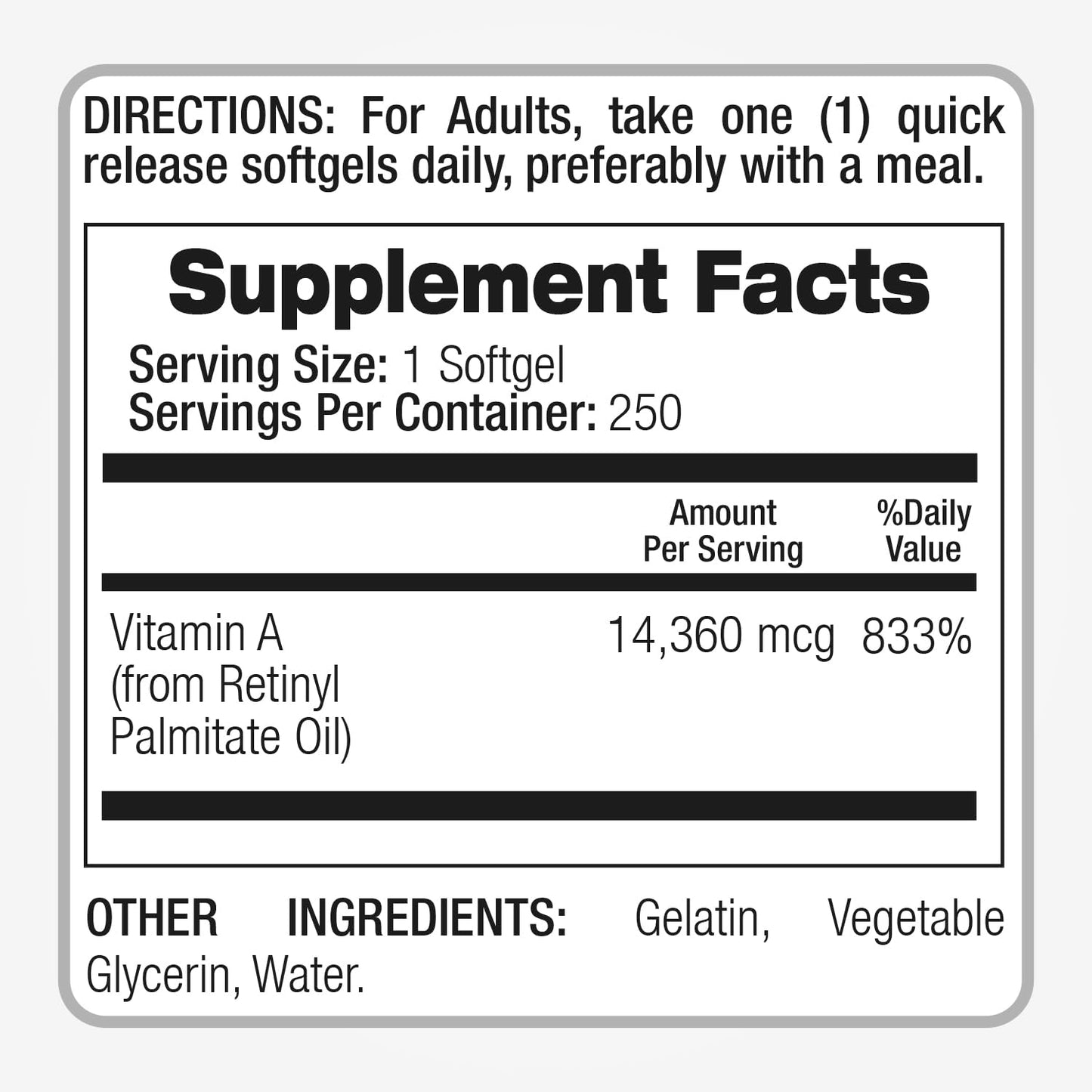 Fito Medic's Lab Vitamin A 25000 IU bottle side view