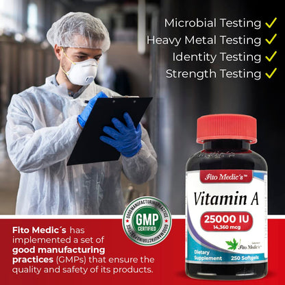 Authentic Fito Medic's Lab Vitamin A bottle on white background