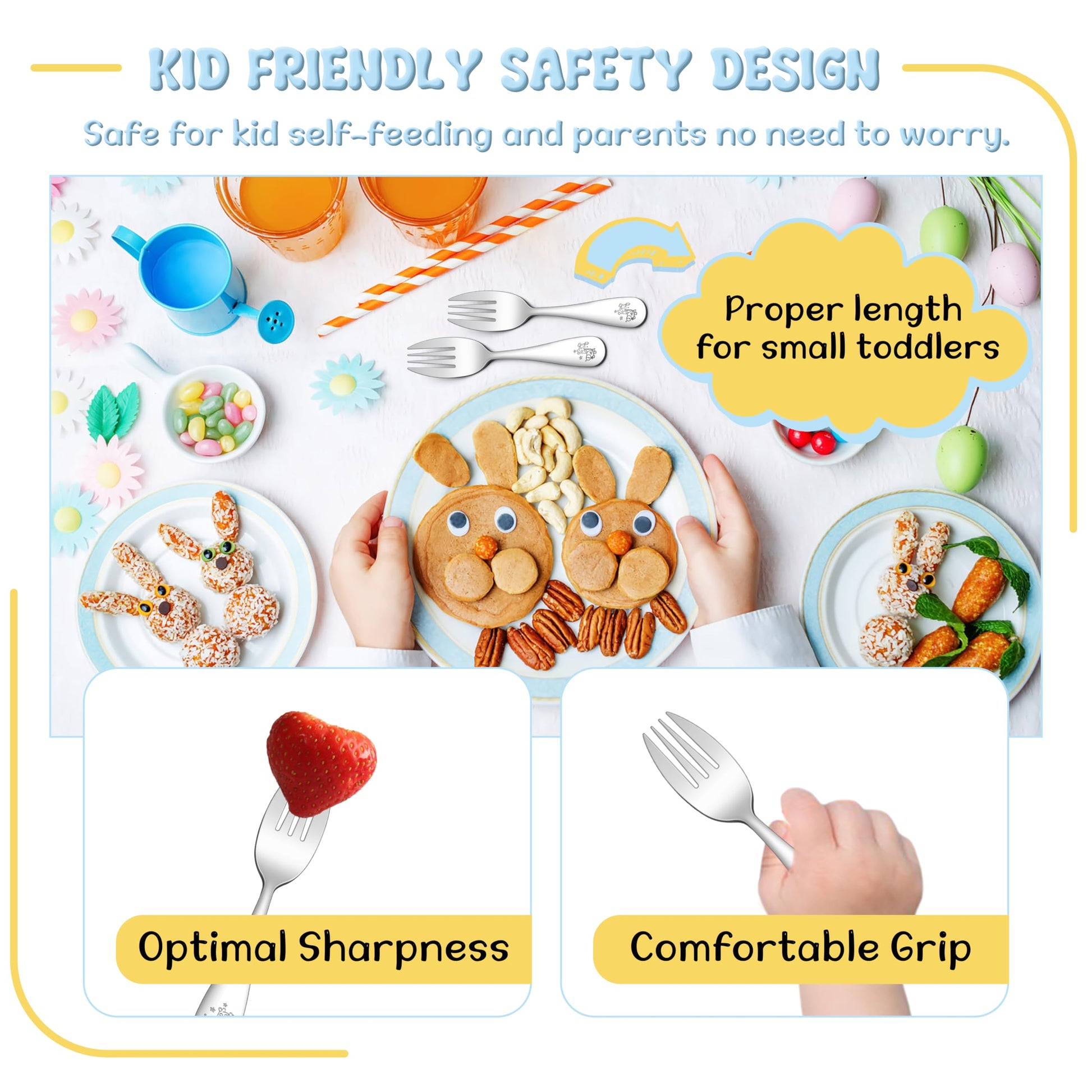 Toddler holding TeamFar stainless steel fork