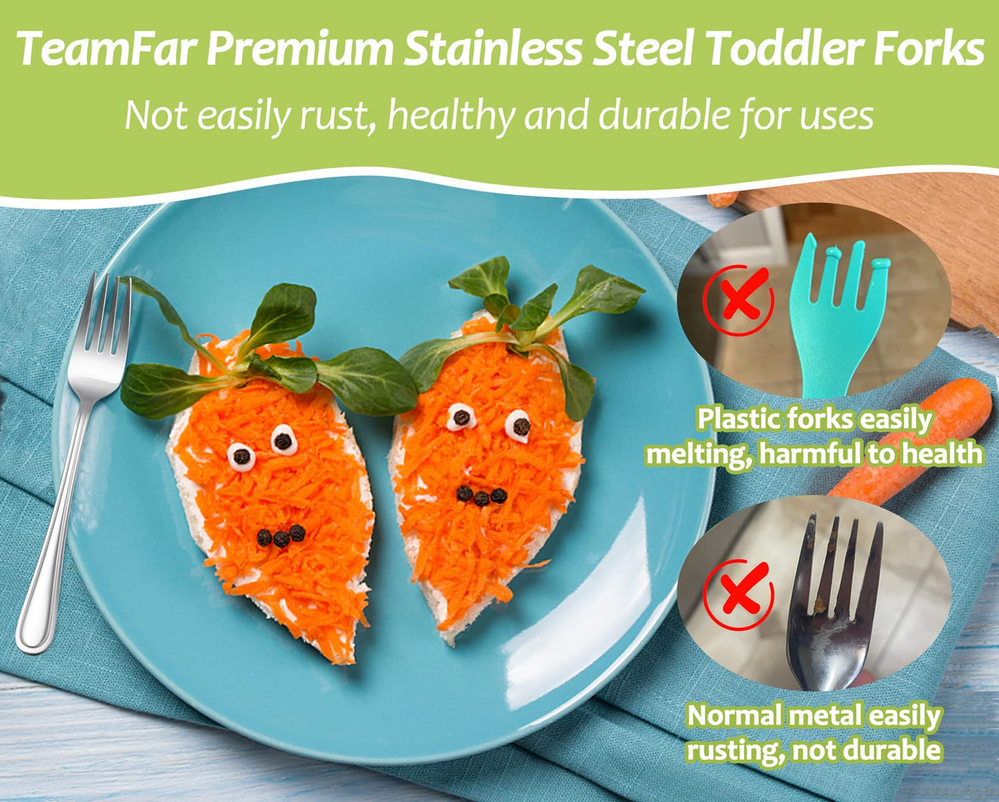 Ergonomic stainless steel small fork for children
