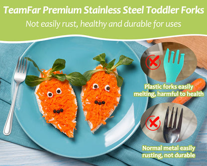 Ergonomic stainless steel small fork for children