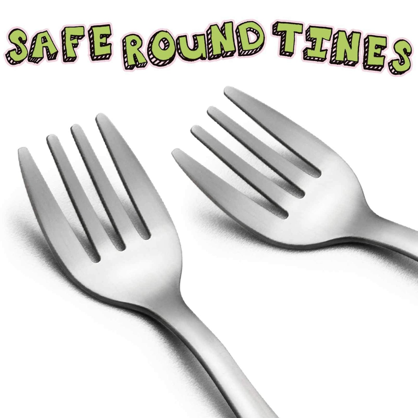 Close up of laser carved animal design on toddler fork handle