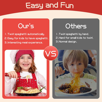 Child using wingosoph electric spinning fork for noodles