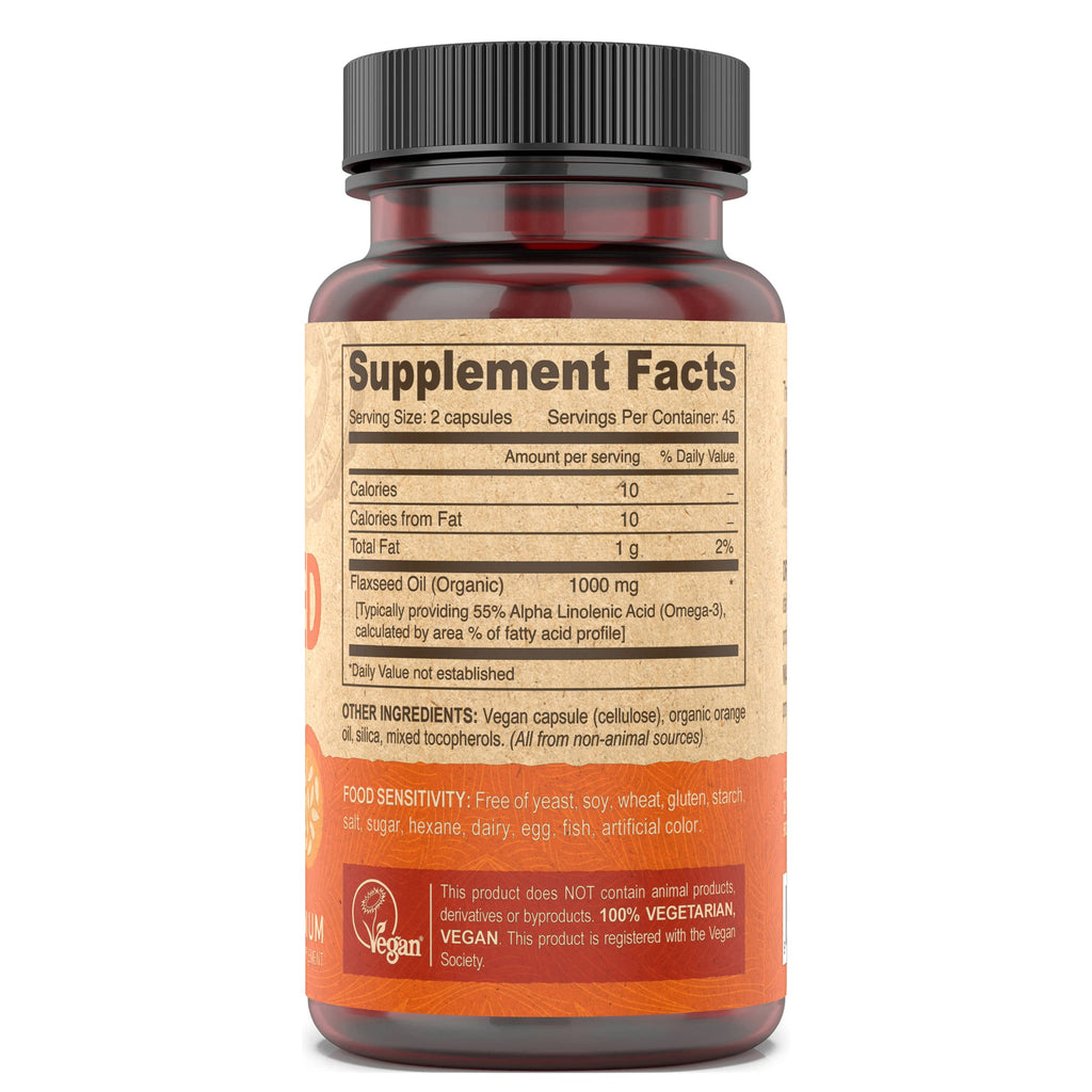 Deva Vegan Flaxseed Oil supplement facts nutritional label