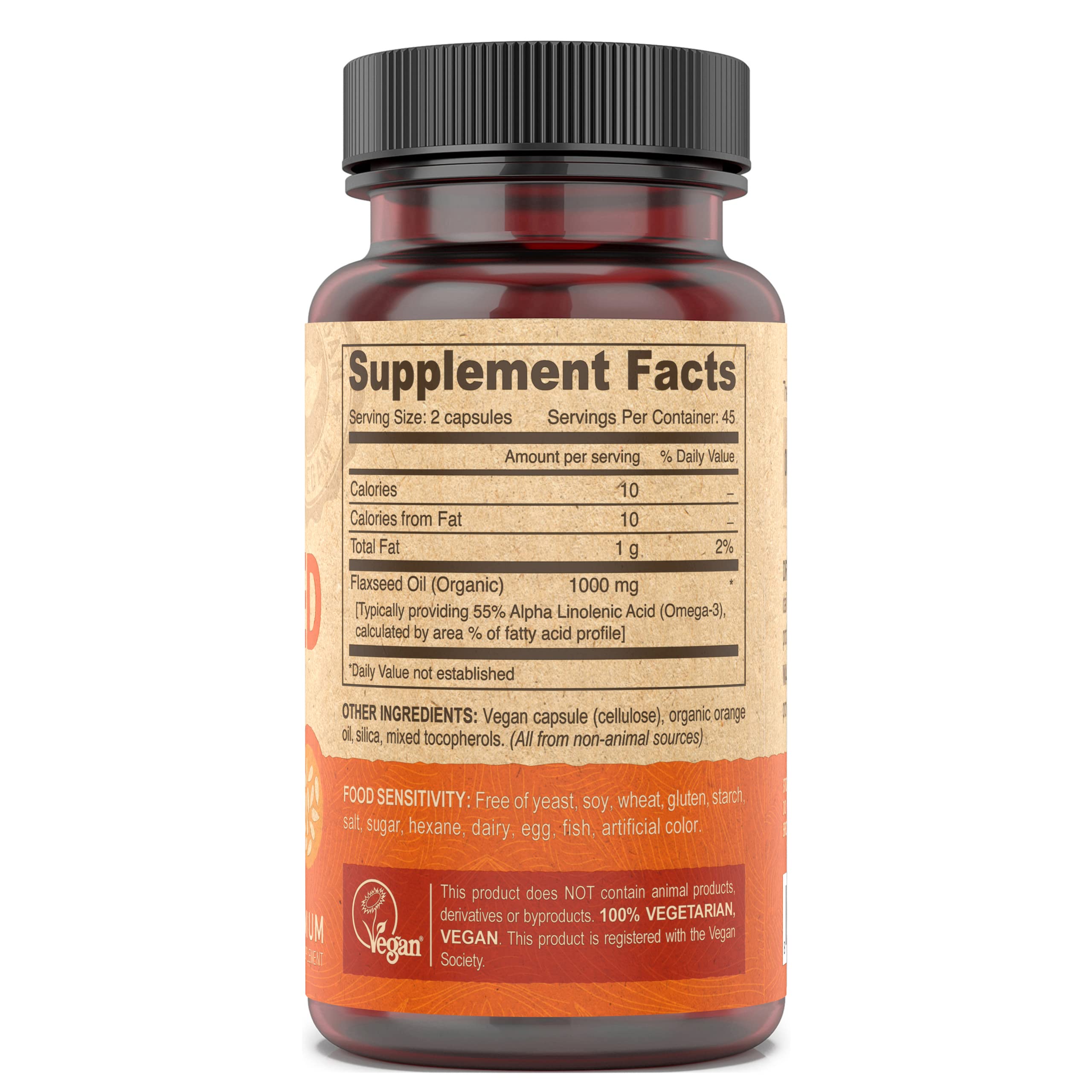 DEVA cold pressed omega 3 vegan capsules supplement facts label