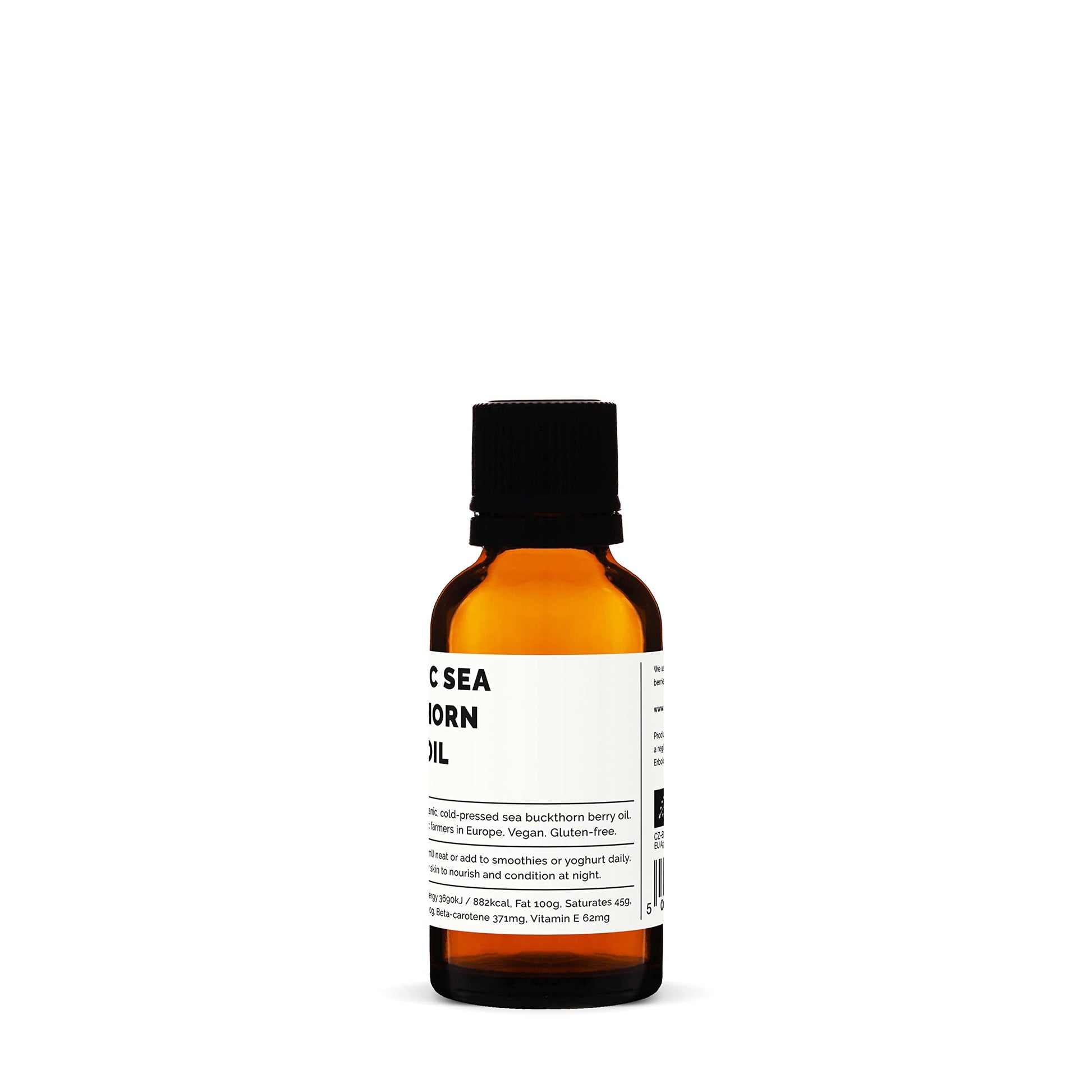Professional photography of Erbology sea buckthorn oil bottle