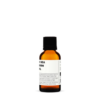 Professional photography of Erbology sea buckthorn oil bottle
