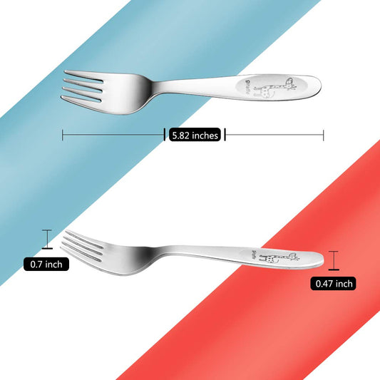 Close up of smooth rounded tines on Funnuo children forks
