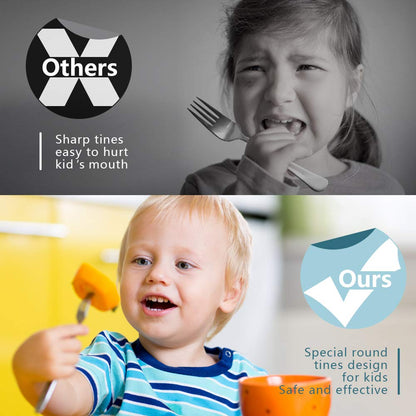 Top view of dishwasher safe Funnuo kids stainless steel forks
