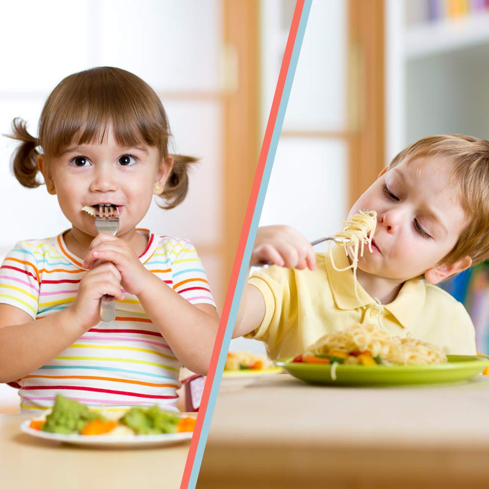 Funnuo stainless steel toddler forks held by a child