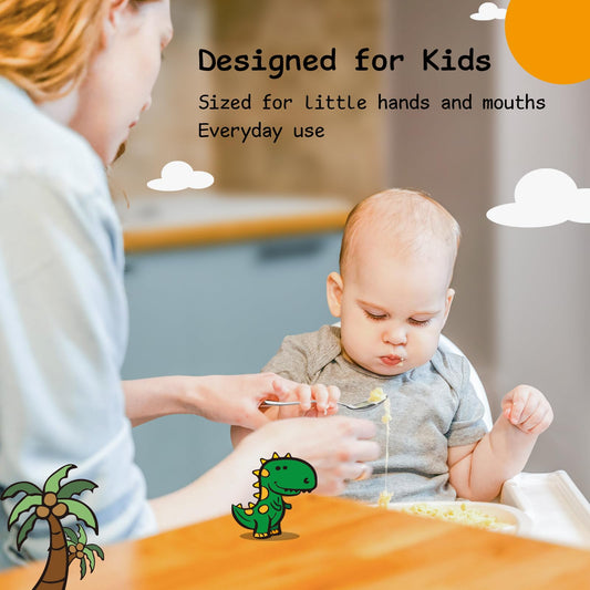 Alata toddler cutlery set showing smooth rounded edges and child safe blunt tines