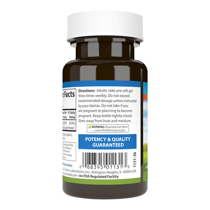 Side view of Carlson Vitamin A 100 softgels bottle