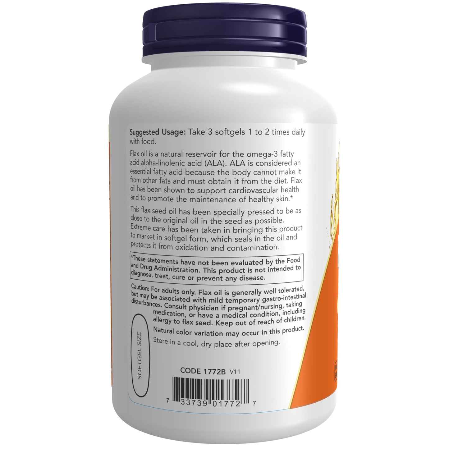 Close up of organic flax oil softgels for heart health