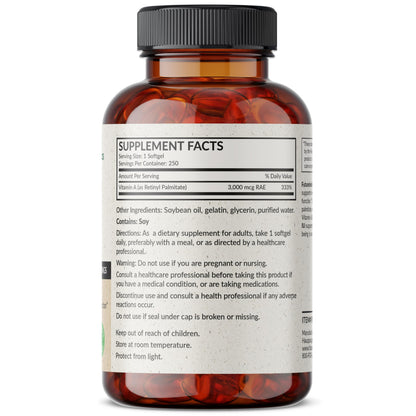 Futurebiotics Vitamin A bottle label details