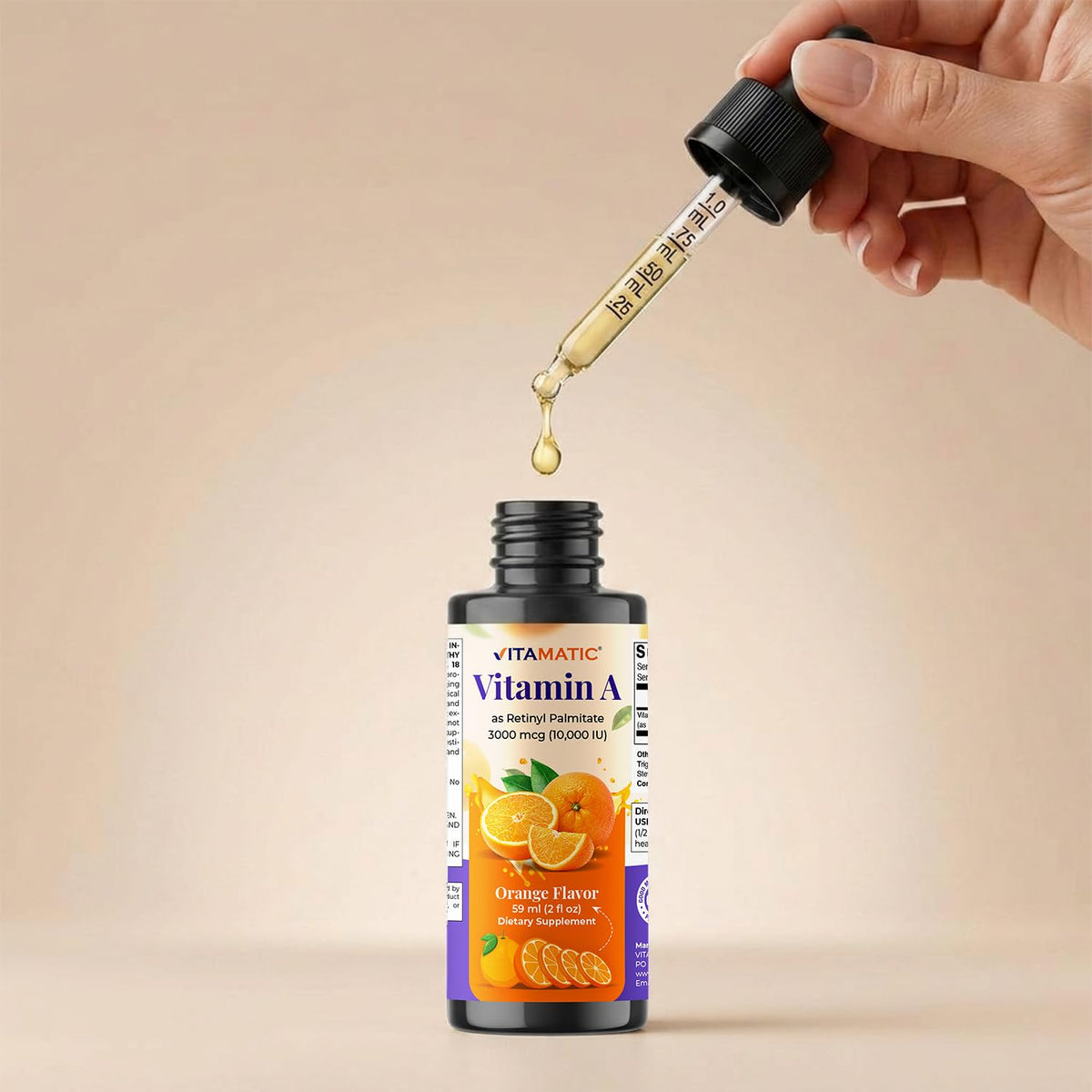 Vitamatic Vitamin A bottle cap and dropper mechanism