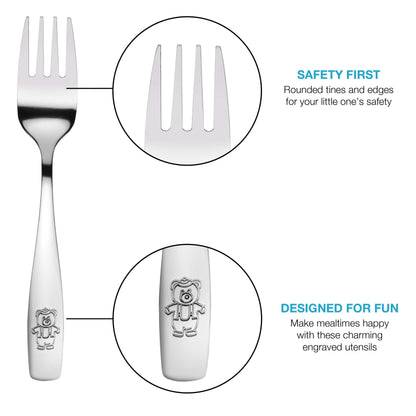 GlossyEnd stainless steel toddler forks with rounded tines