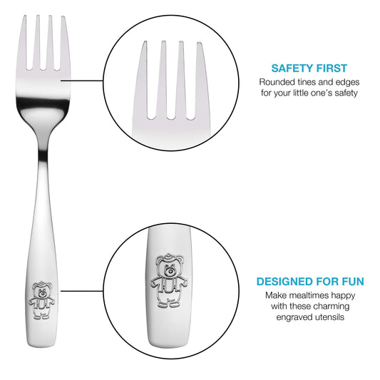 GlossyEnd stainless steel toddler forks with rounded tines