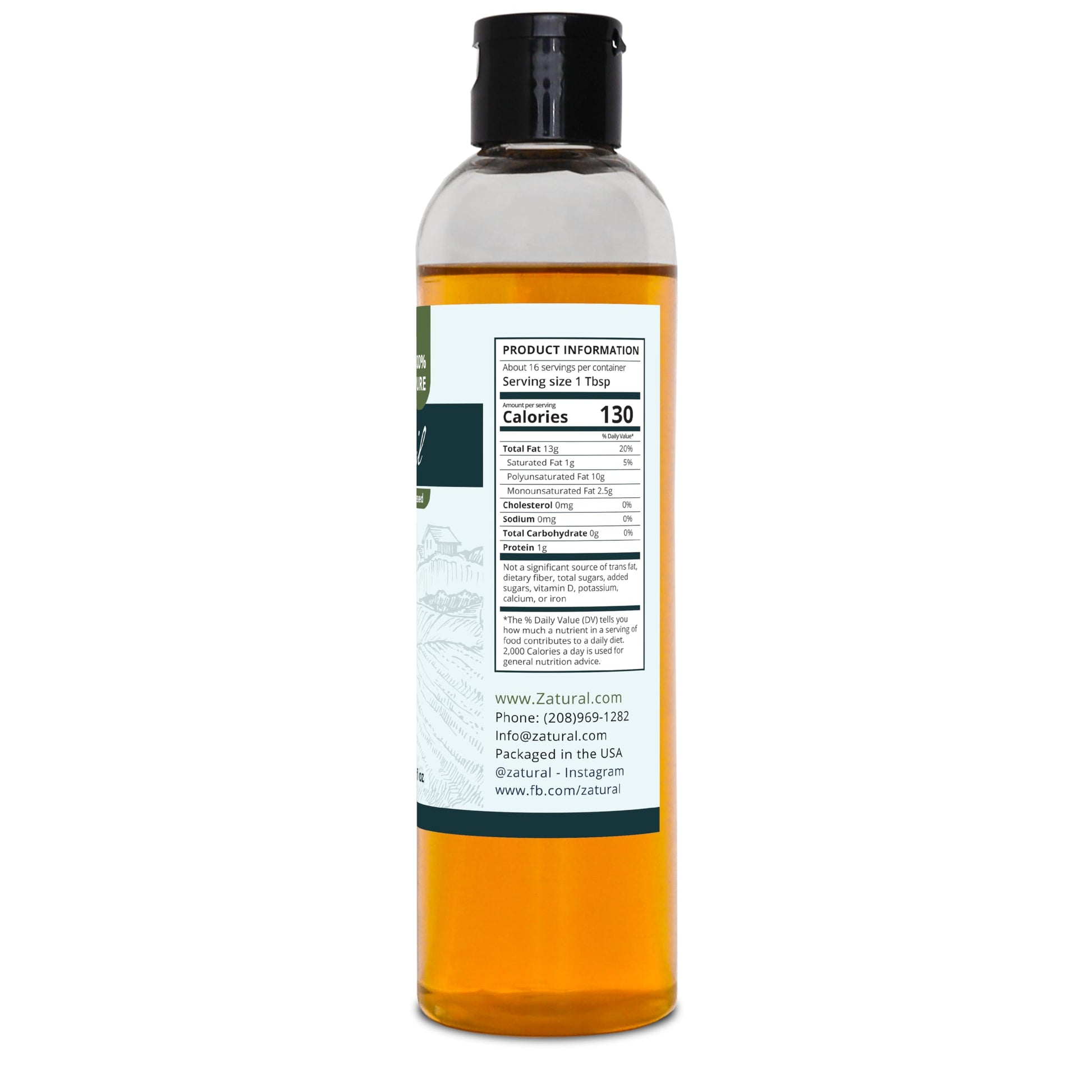 Zatural liquid flax seed oil rich in plant based omega three six nine fatty acids