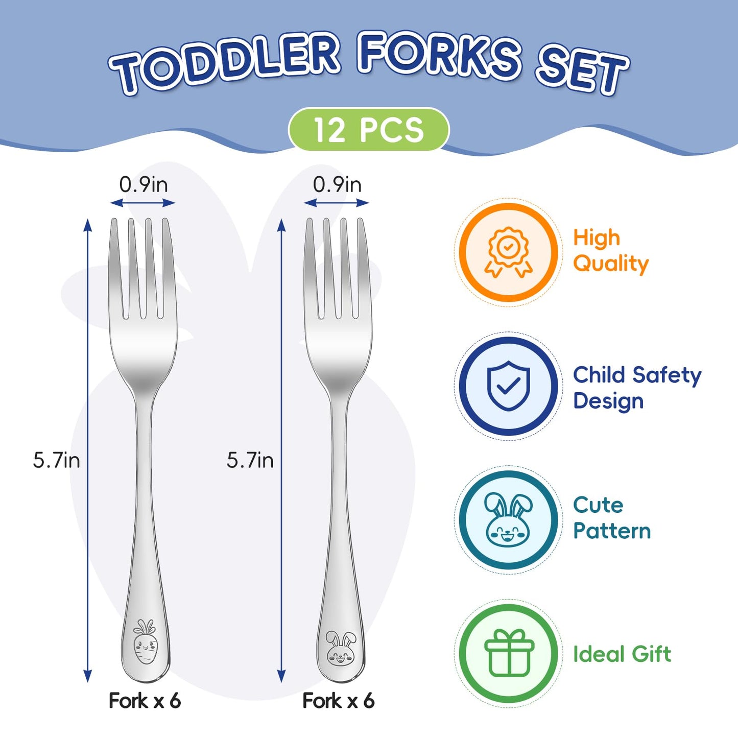 Close up of mirror polished smooth edges on child safe small forks