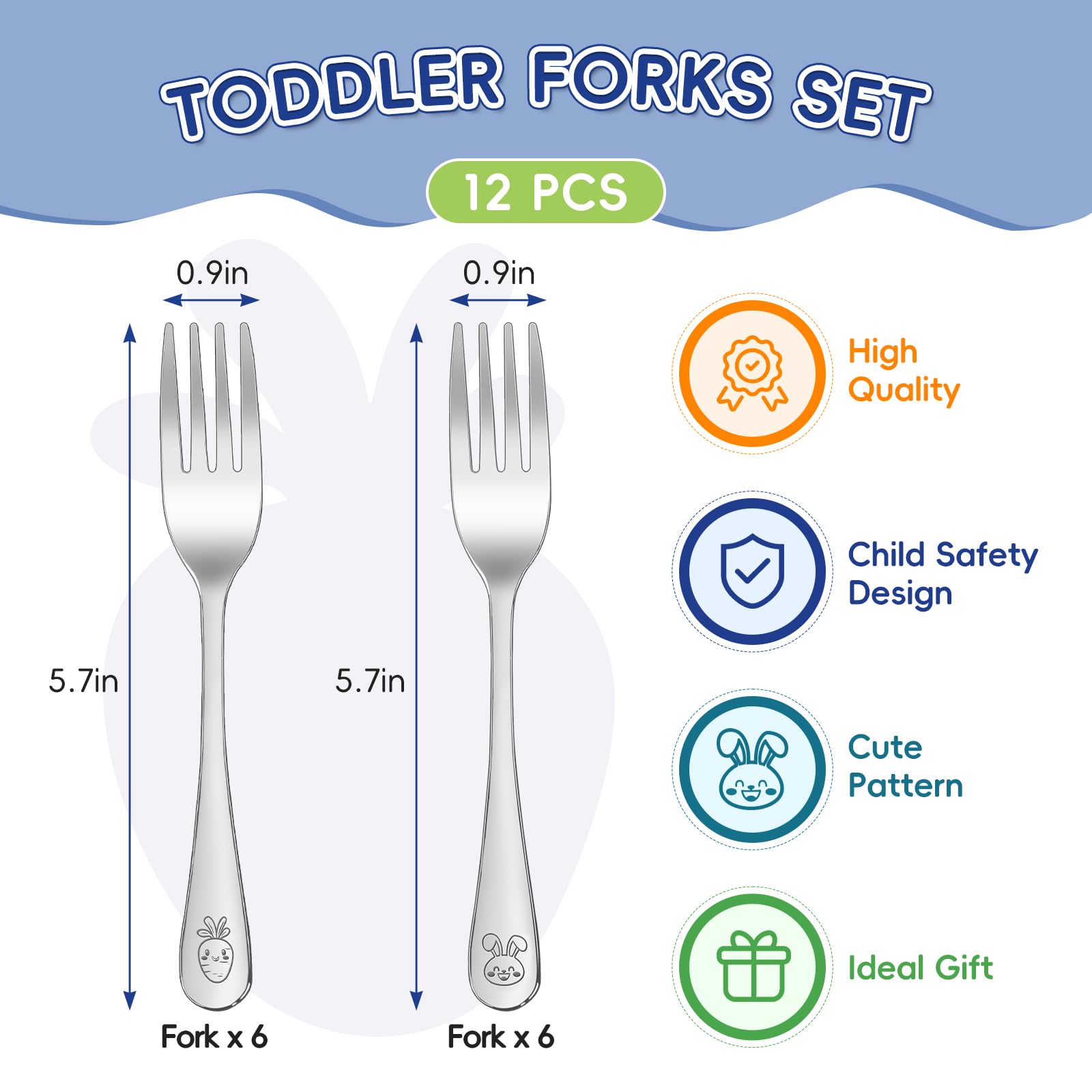 Close up of mirror polished smooth edges on child safe small forks