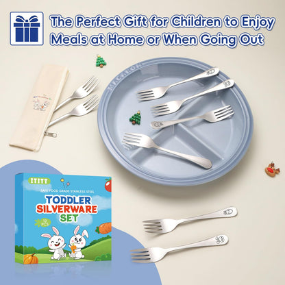 Durable and rust free children silverware stacked inside a kitchen drawer