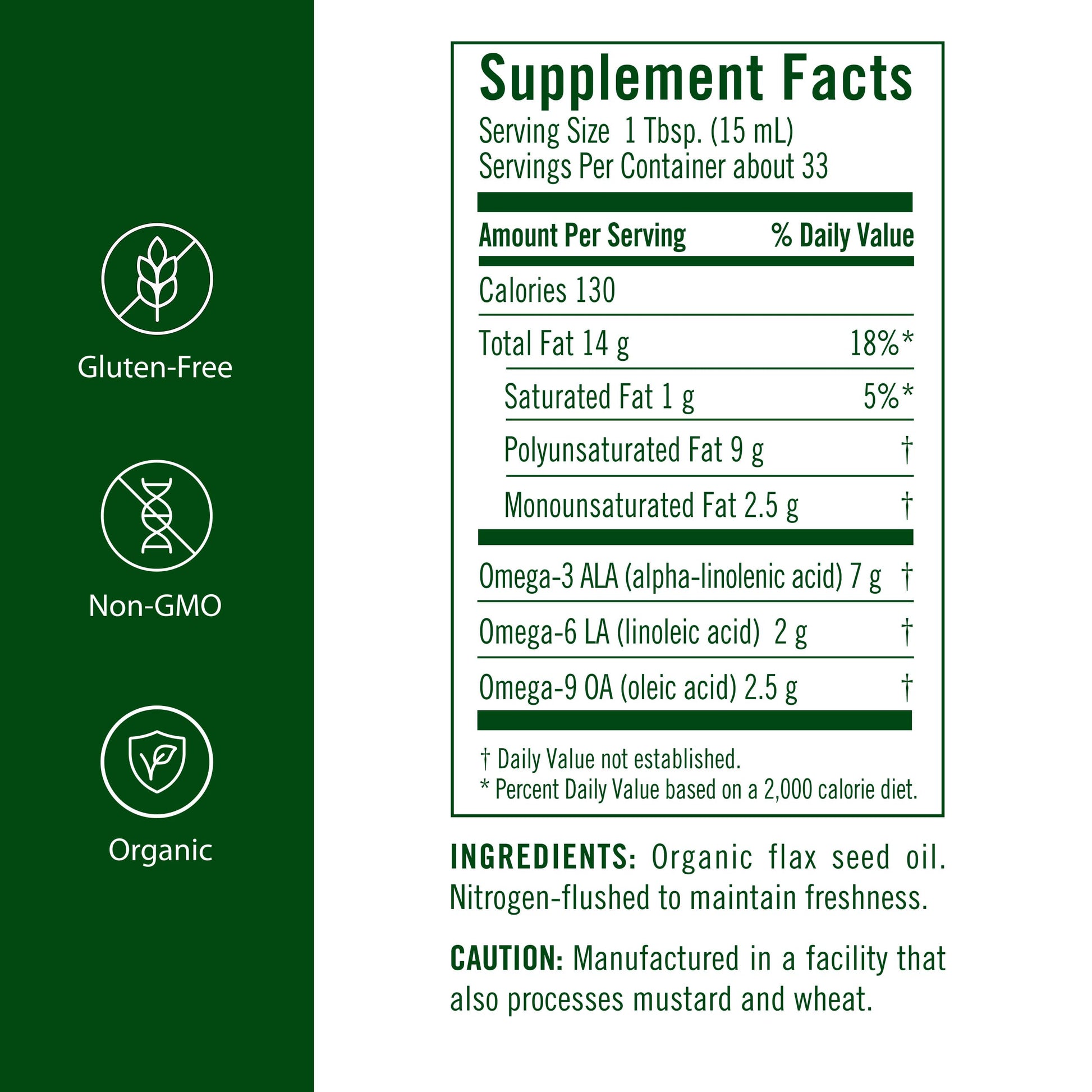 Flora cold pressed unrefined organic flax oil 17 fluid ounce amber glass bottle packaging