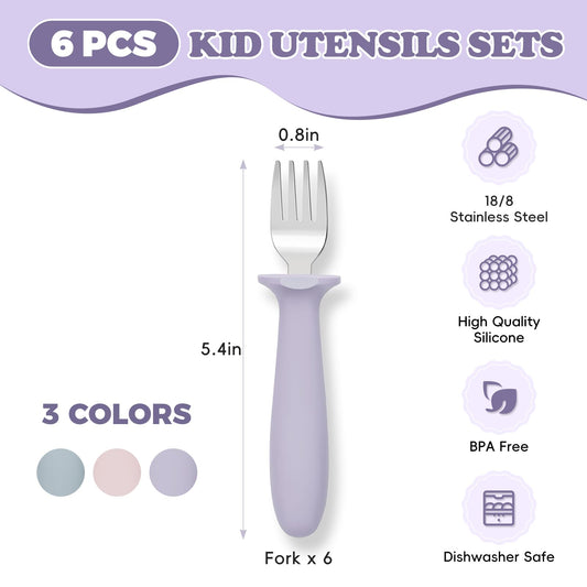Close up view of the rounded anti choke design on the children silverware set.