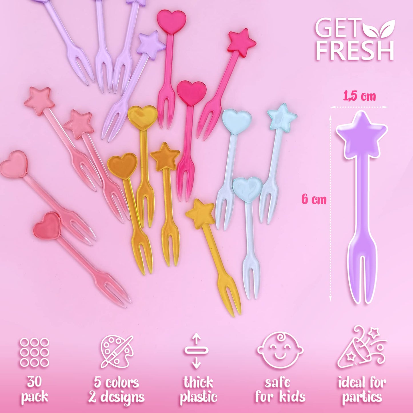 Reusable mini bento box forks for children in vibrant colors