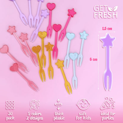 Reusable mini bento box forks for children in vibrant colors