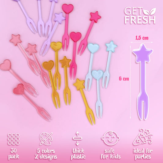 Reusable mini bento box forks for children in vibrant colors