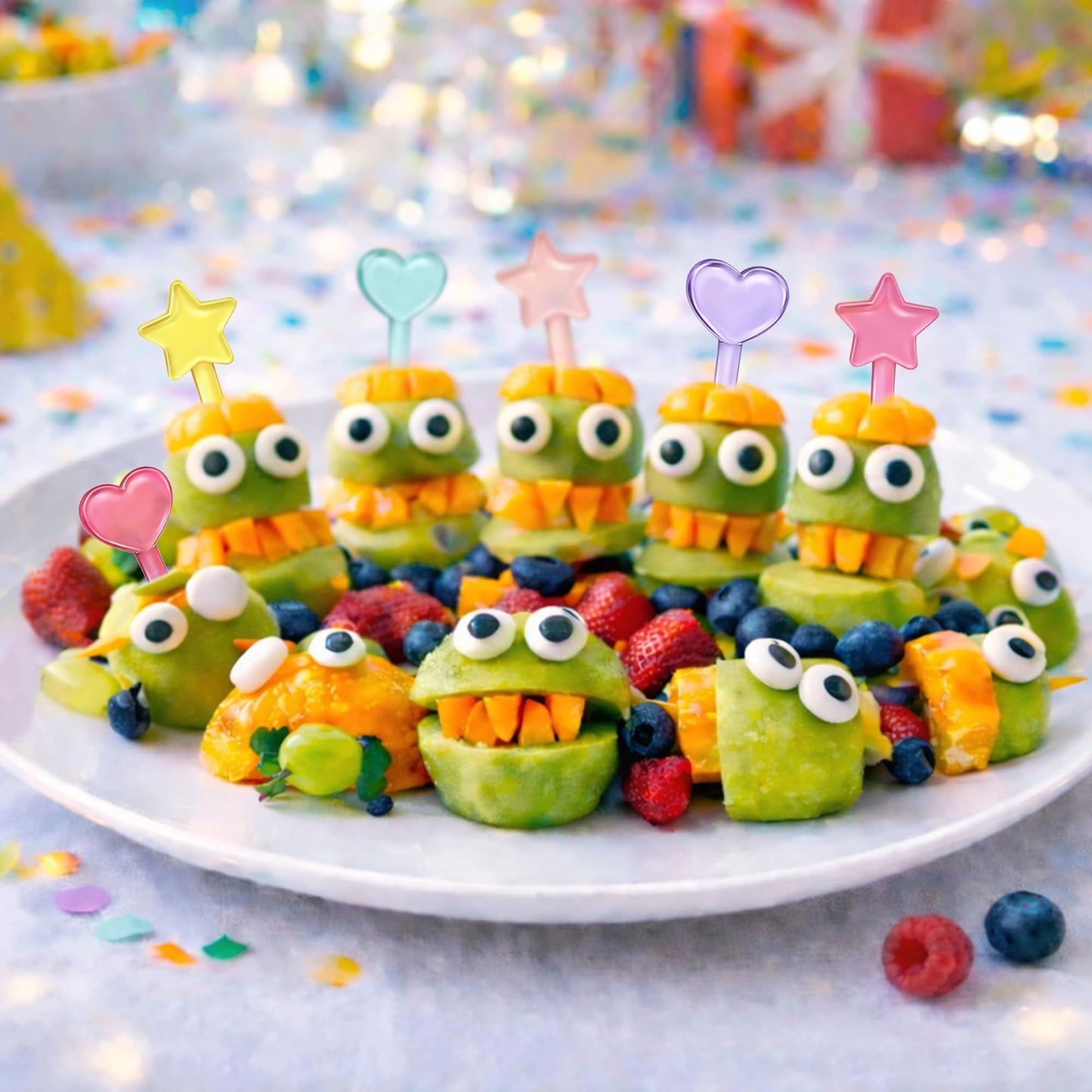 Assorted colorful bento food picks for children parties