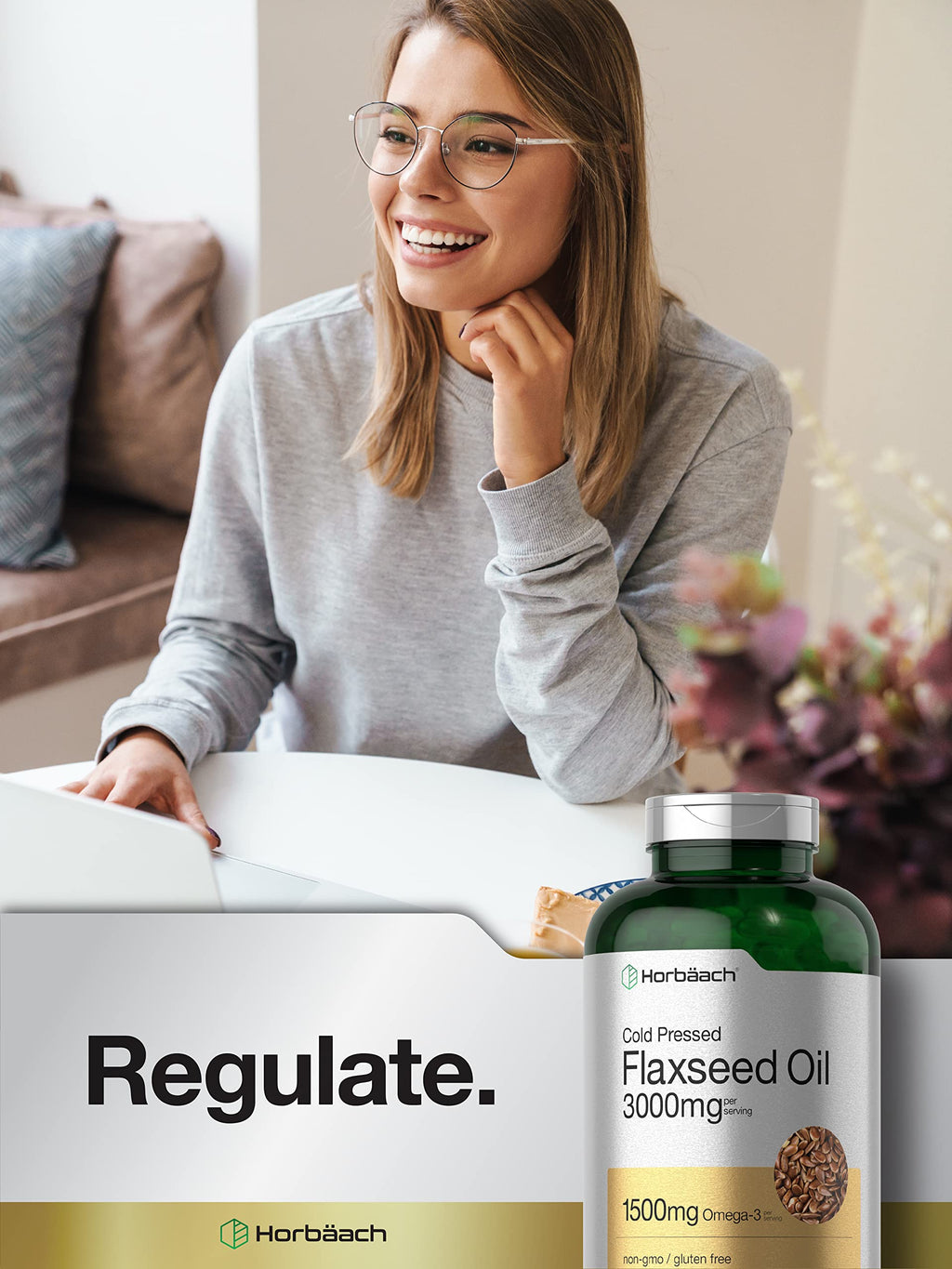 Horbäach plant based flaxseed oil supplement ingredients panel