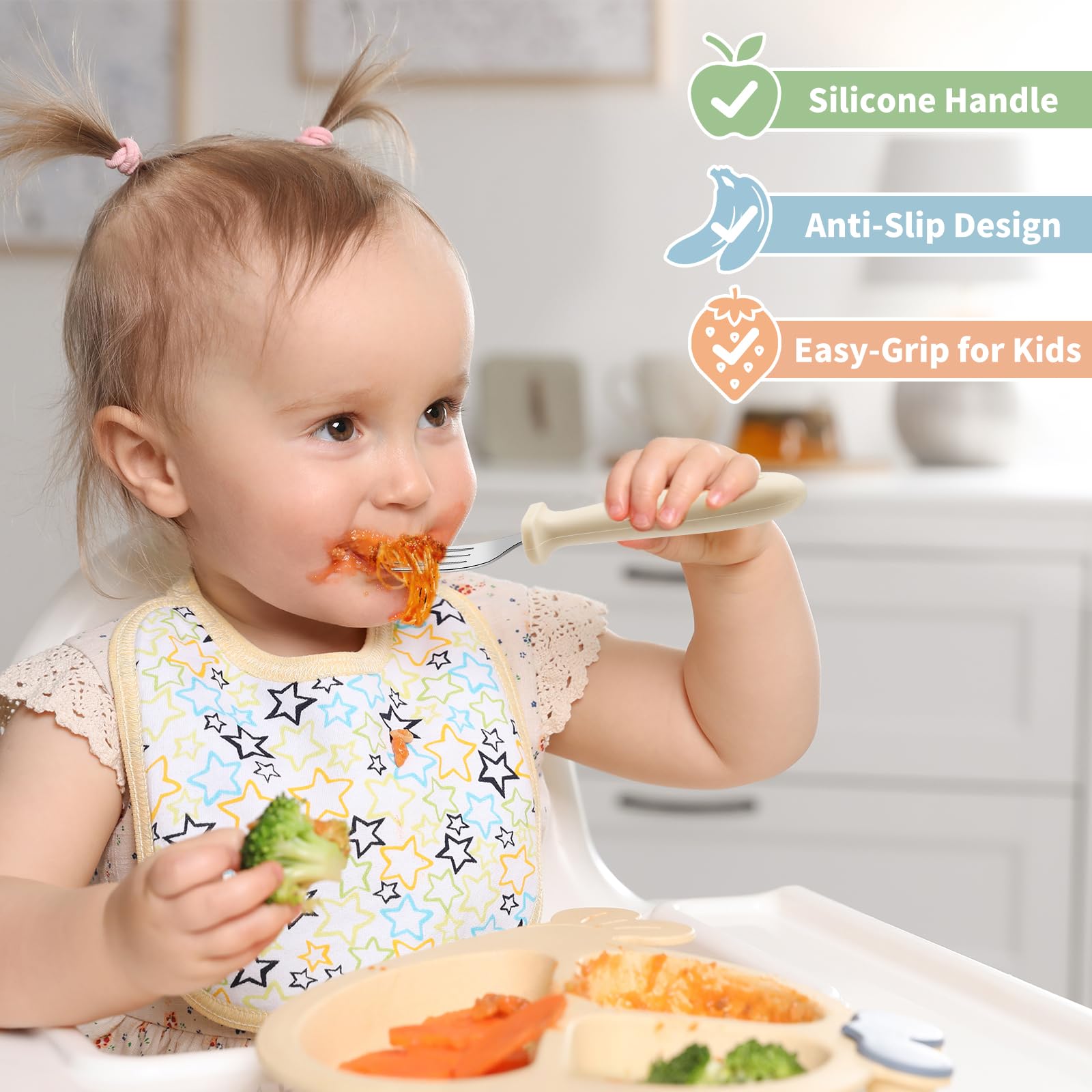 Drkio toddler forks in soft pastel colors