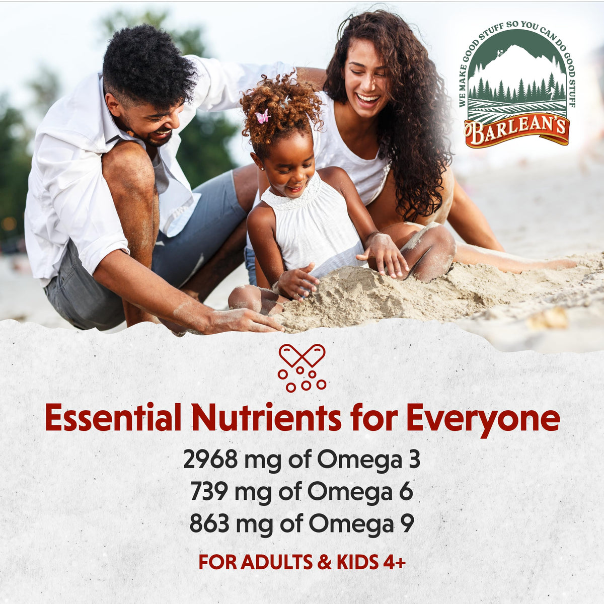 Barleans vegan omega 3 bottle with fresh strawberry and banana fruits