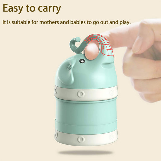 Three layer stackable baby formula container separated to show independent leak proof lids