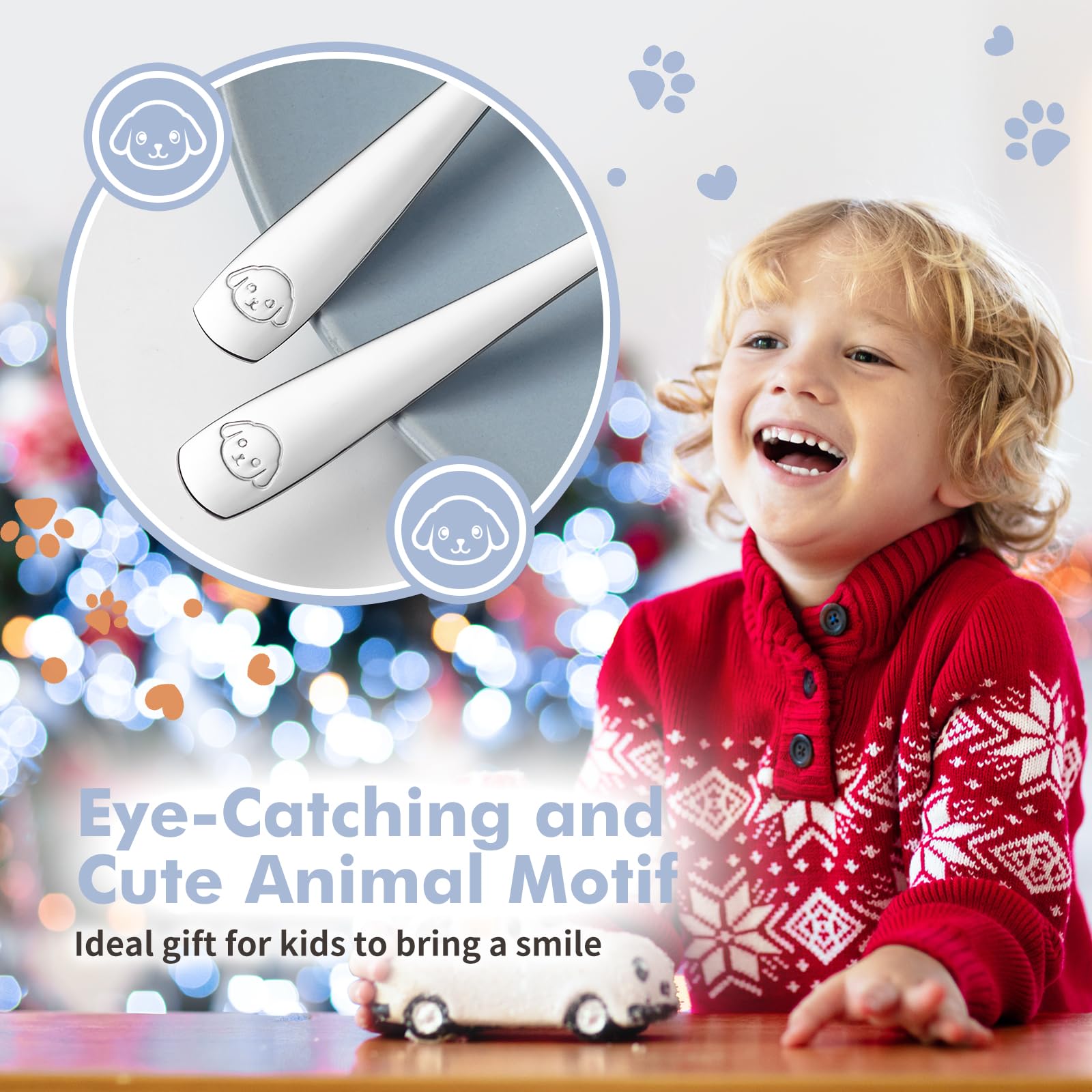 Top view of food grade kids silverware set