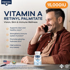 Freeda Vitamin A supplement bottle showing dietary labels