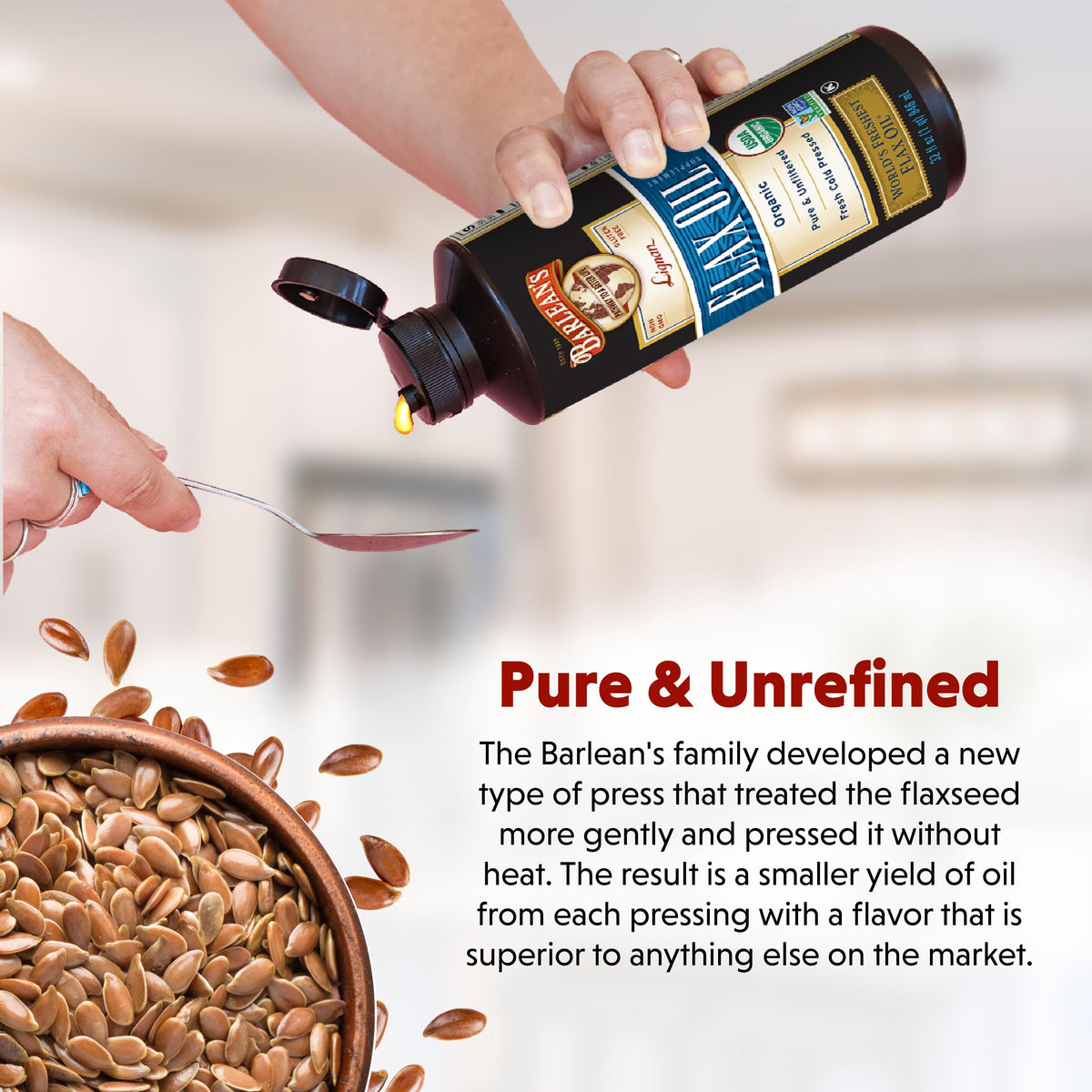 USDA organic and certification seals on bottle