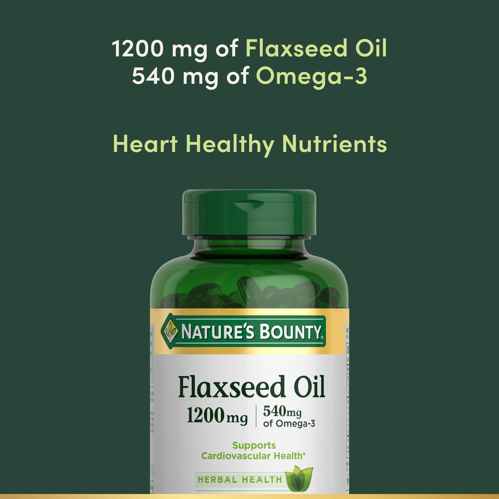 Nature's Bounty Flaxseed Oil 125 count bottle packaging