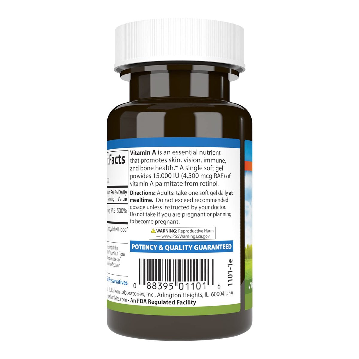 Carlson Vitamin A 120 count softgels package side view